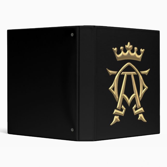 Golden "3-D" Alpha and Omega w/Crown Symbol Binder (Background)
