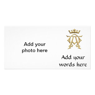 Golden "3-D" Alpha and Omega w/Crown Symbol Card