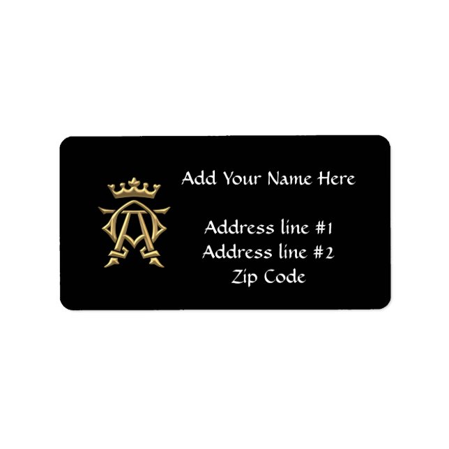 Golden "3-D" Alpha and Omega w/Crown Symbol Label (Front)
