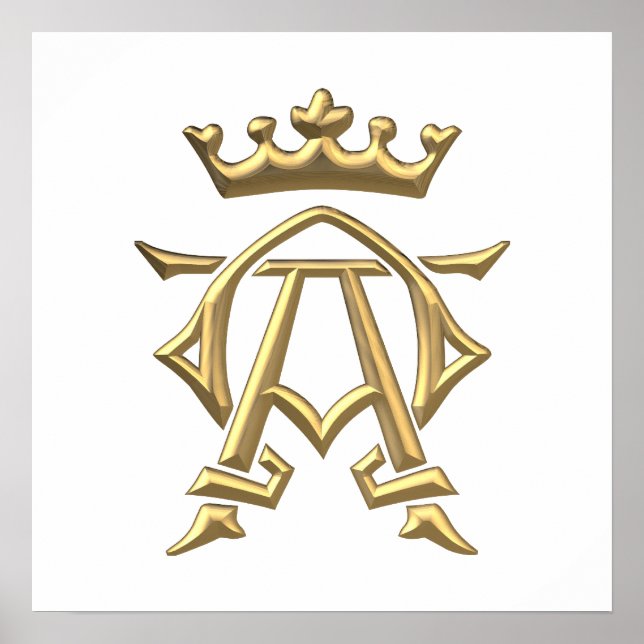 Golden "3-D" Alpha and Omega w/Crown Symbol Poster (Front)