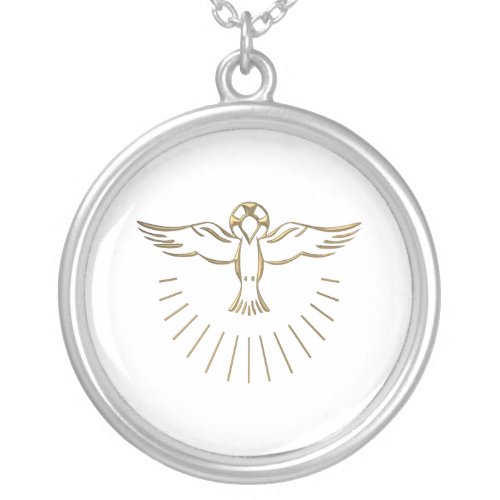 Golden 3_D Ascent of The Holy Spirit Silver Plated Necklace