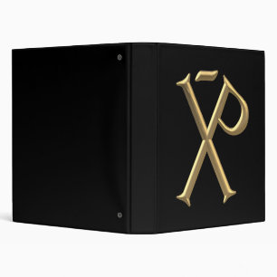 Golden "3-D" Chi-Rho 3 Ring Binder