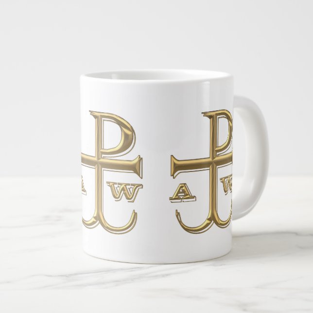 Golden "3-D" Chi-Rho with Anchor Giant Coffee Mug (Front Right)