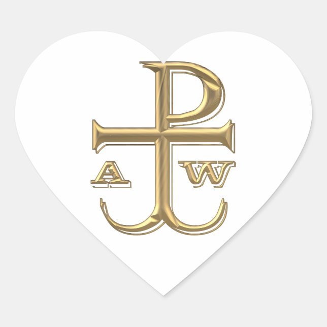 Golden "3-D" Chi-Rho with Anchor Heart Sticker (Front)