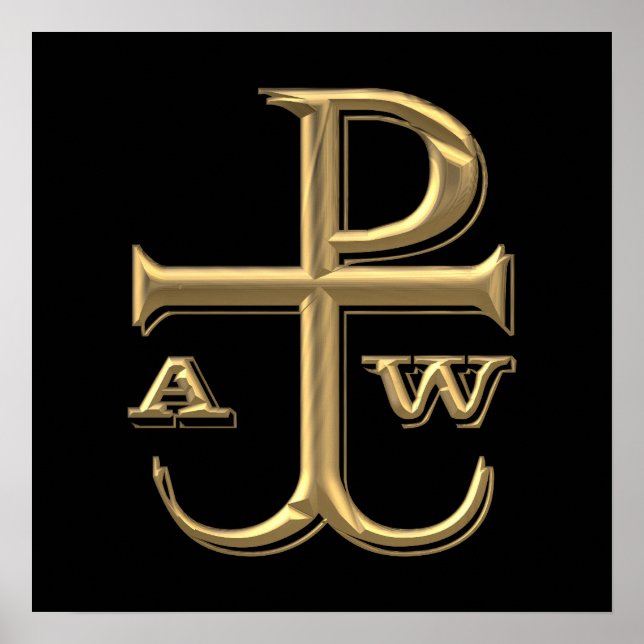 Golden "3-D" Chi-Rho with Anchor Poster (Front)