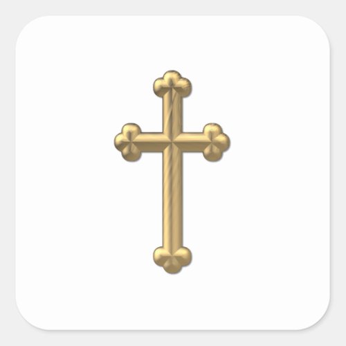 Golden 3_D Cross 2 Square Sticker