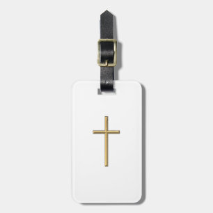 Golden "3-D" Cross Luggage Tag
