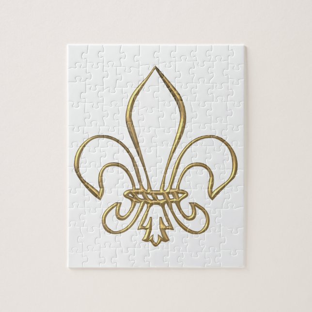 Golden "3-D" Fleur-de-lis Jigsaw Puzzle (Vertical)