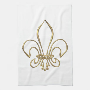 Golden "3-D" Fleur-de-lis Kitchen Towel