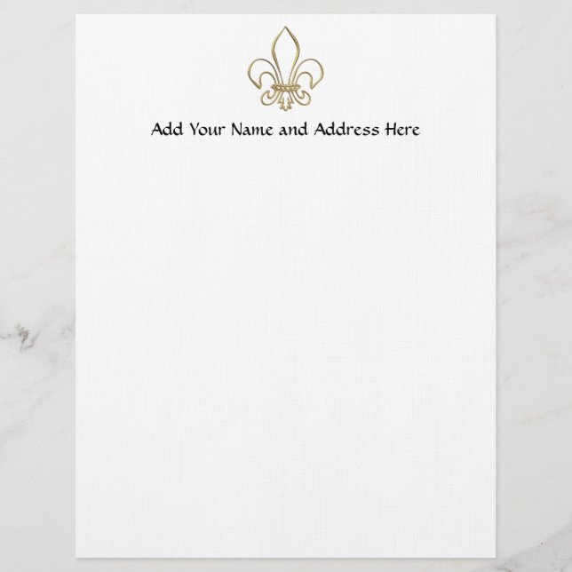 Golden "3-D" Fleur-de-lis Letterhead (Front)