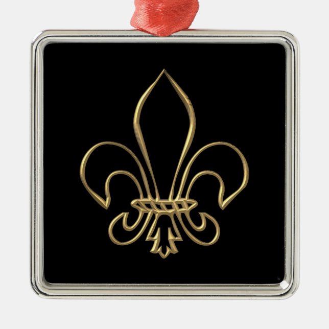 Golden "3-D" Fleur-de-lis Metal Ornament (Front)