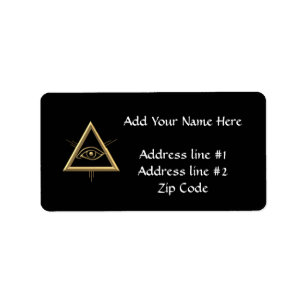 Golden "3-D" God's Eye Symbol Label