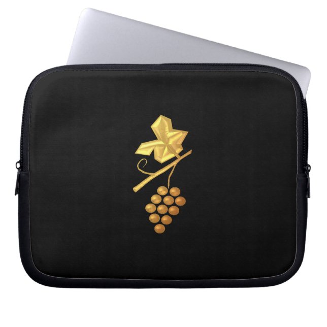 Golden "3-D" Grapes Laptop Sleeve (Front)
