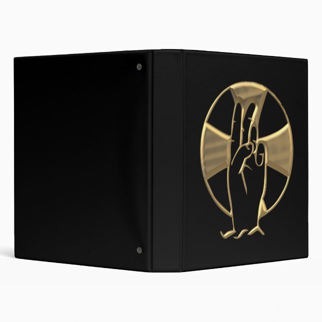Golden "3-D" Hand of God 2 3 Ring Binder (Background)