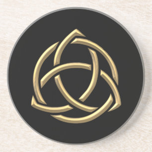 Golden "3-D" Holy Trinity Symbol 2 Sandstone Coaster
