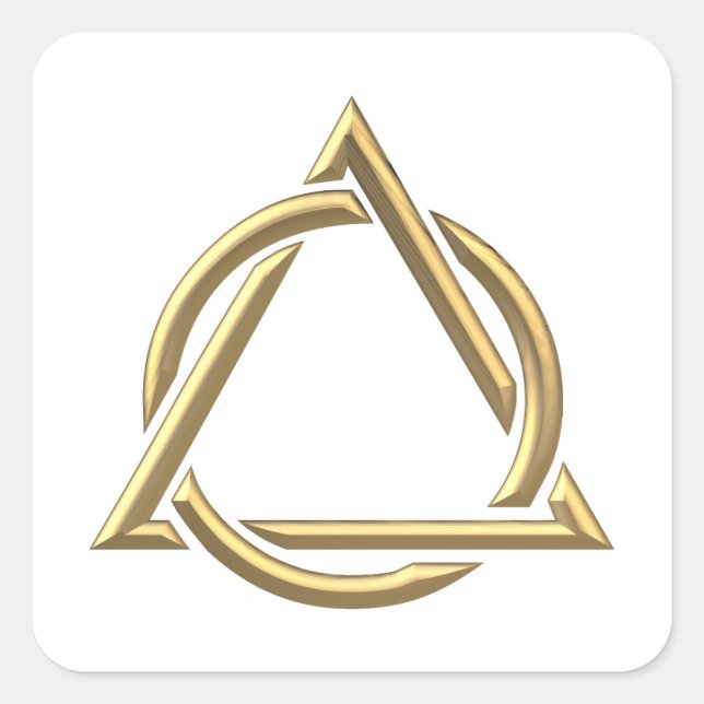 Golden "3-D" Holy Trinity Symbol Square Sticker (Front)