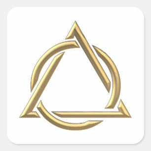 Golden "3-D" Holy Trinity Symbol Square Sticker