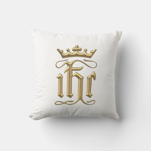 Golden "3-D" IHC with Crown Throw Pillow (Front)