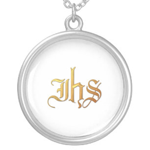 Golden "3-D" IHS Silver Plated Necklace