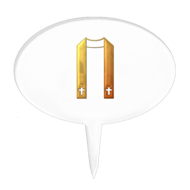Golden "3-D" Liturgical Stole Cake Topper (Front)