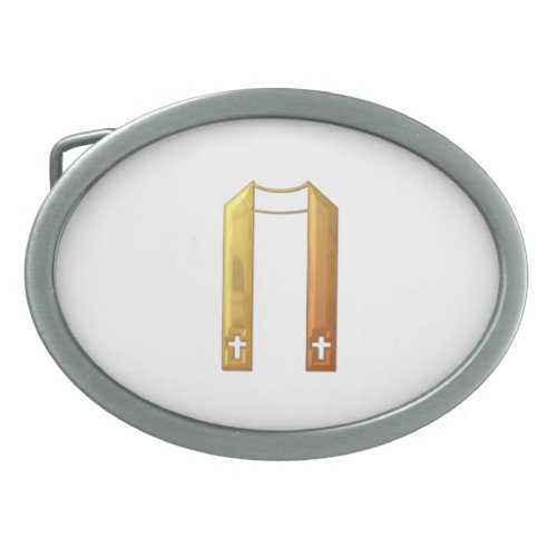 Golden 3_D Liturgical Stole Oval Belt Buckle