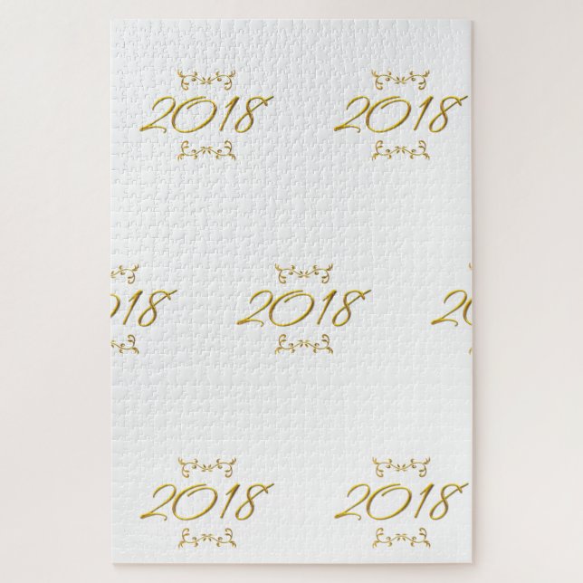 Golden 3-D Look 2018  1014 Piece Puzzle Template (Vertical)
