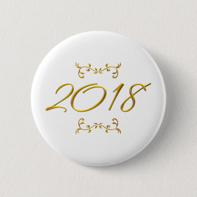Golden 3-D Look 2018 Pinback Button (Front)