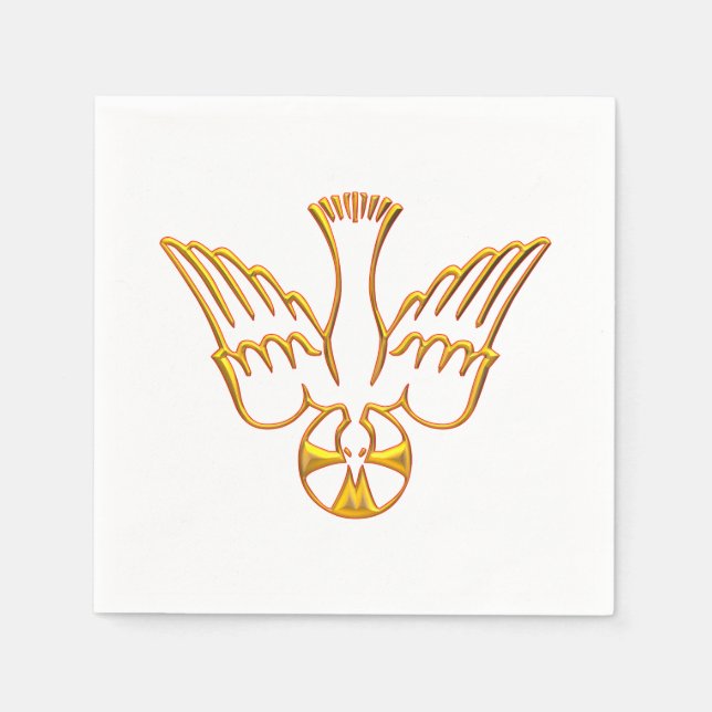 Golden 3-D Look Descent of Holy Spirit Napkins (Front)