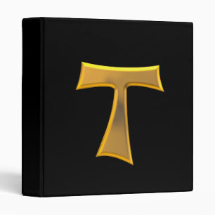 Golden 3-D Look Franciscan Tau Cross 3 Ring Binder