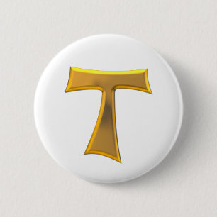 Golden 3-D Look Franciscan Tau Cross Button