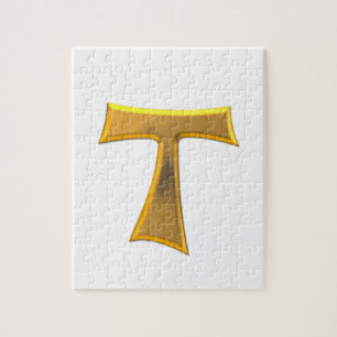 Golden 3-D Look Franciscan Tau Cross Jigsaw Puzzle