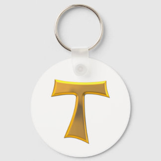 Golden 3-D Look Franciscan Tau Cross Keychain