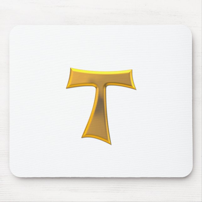 Golden 3-D Look Franciscan Tau Cross Mouse Pad (Front)