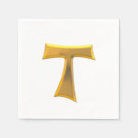 Golden 3-D Look Franciscan Tau Cross Napkins