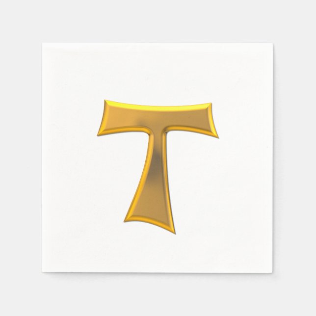 Golden 3-D Look Franciscan Tau Cross Napkins (Front)