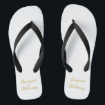 Golden 3-D Look Sacrament of Matrimony Flip Flops<br><div class="desc">Golden 3-D Look Sacrament of Matrimony This design is great for Weddings, Engagements or just to show your love for our Lord in The Sacrament of Matrimony. You can add your own words, pictures, and/or change the background color using Zazzle's great customization tools. This image is available on dozens of...</div>