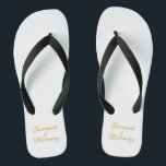 Golden 3-D Look Sacrament of Matrimony Flip Flops<br><div class="desc">Golden 3-D Look Sacrament of Matrimony This design is great for Weddings, Engagements or just to show your love for our Lord in The Sacrament of Matrimony. You can add your own words, pictures, and/or change the background color using Zazzle's great customization tools. This image is available on dozens of...</div>