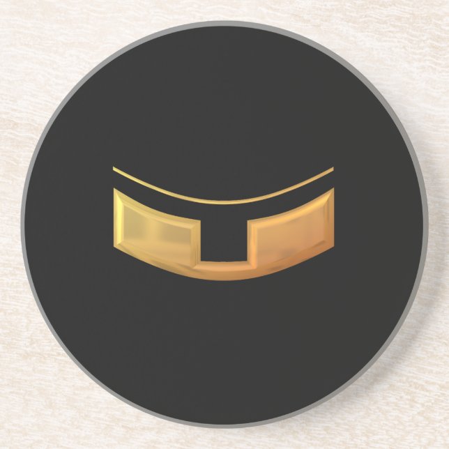 Golden "3-D" Priest/Minster Collar Drink Coaster (Front)