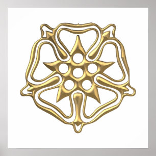 Golden "3-D" Rose Symbol Poster