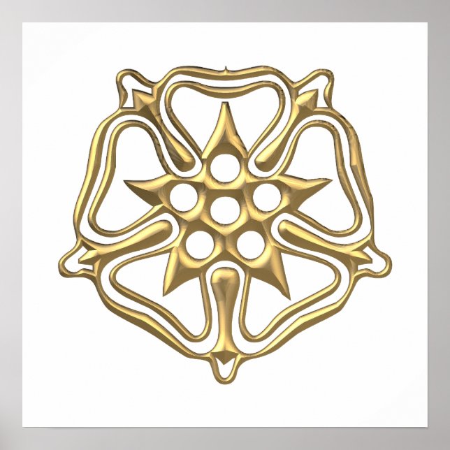 Golden "3-D" Rose Symbol Poster (Front)