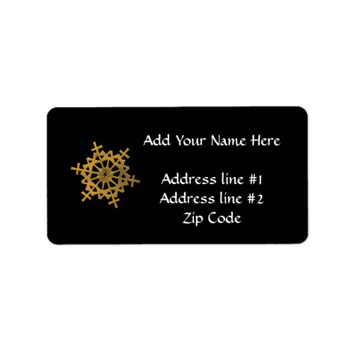 Golden 3_D Snowflake Label