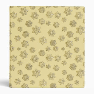 Golden 3-d snowflakes on a gold background 3 ring binder