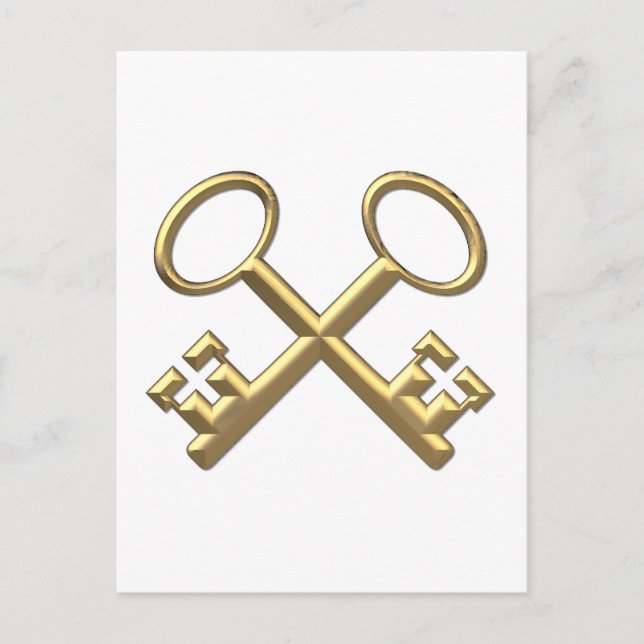 Golden "3-D" St. Peter's Keys Postcard (Front)