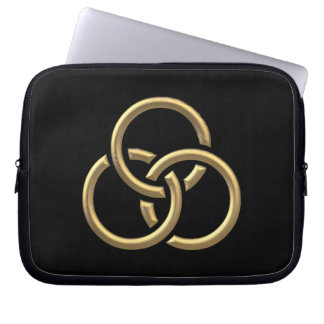 Golden "3-D" Trinity Rings Laptop Sleeve