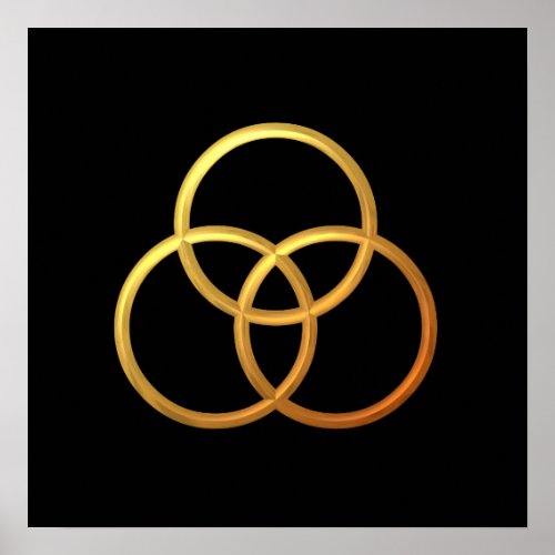 Golden 3_D Trinity Symbol Poster
