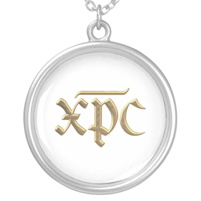 Golden "3-D" XPC symbol Silver Plated Necklace (Front)