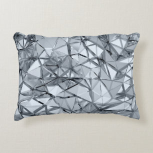Golden 3D Metal: Geometric Background Accent Pillow