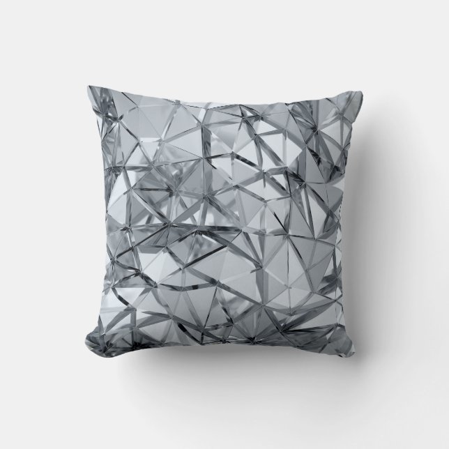 Golden 3D Metal: Geometric Background Throw Pillow (Front)
