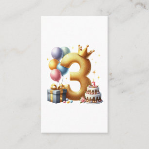 Golden 3rd Birthday Business Card