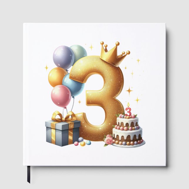 Golden 3rd Birthday Guest Book (Front)